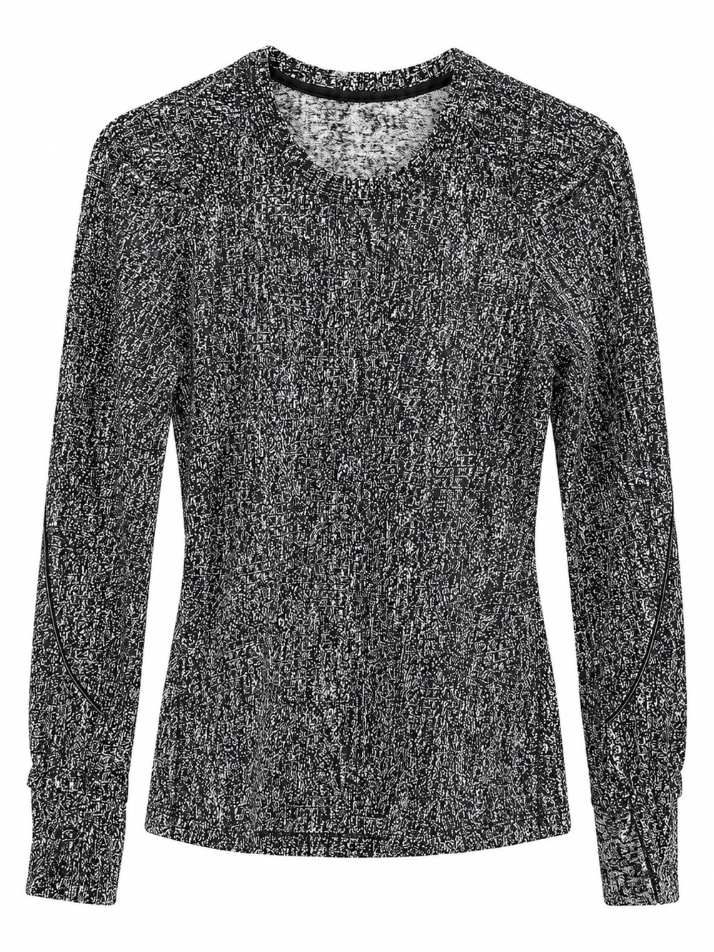 lululemon athletica Black & White Marled Crewneck Long Sleeve Top